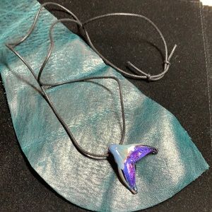 Unique glass, mermaid tail pendant, necklace